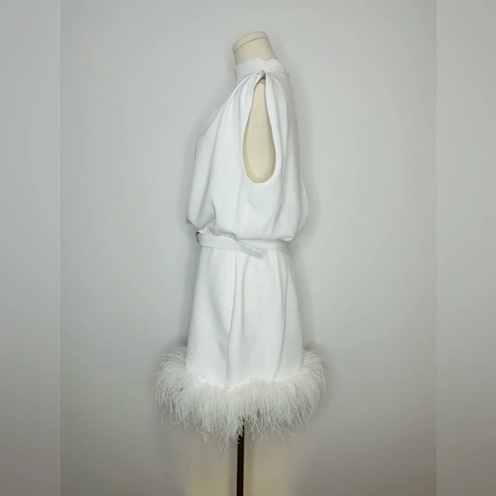 Amanda Uprichard Sullivan Feather-Trimmed Belted Minidress - Picture 11 of 14